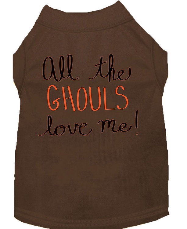 All the Ghouls Screen Print Dog Shirt Brown XS